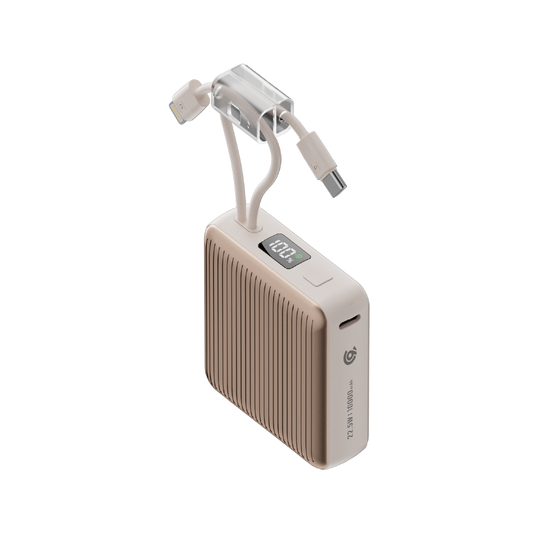 90 Percent Primcore Neo 22.5W Dual Built-In Cables Power Bank Powerdelivery | Qc 3.0 | Usb-C & Lightning | Gold