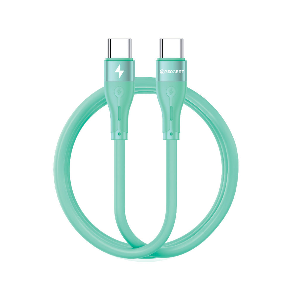 90PERCENT VOLTALINE 90SERIES TYPE C TO TYPE C SILICON CABLE 60W 1M GREEN