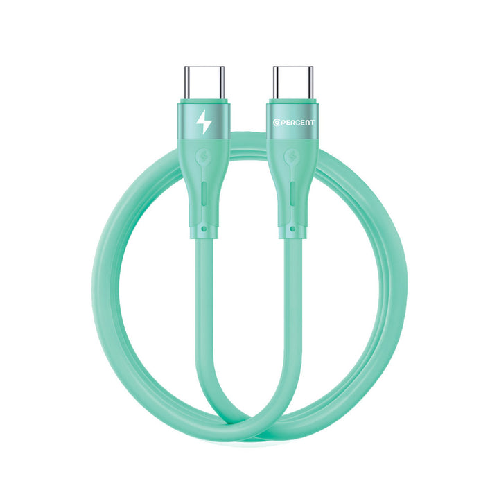 90PERCENT VOLTALINE 90SERIES TYPE C TO TYPE C SILICON CABLE 60W 1M GREEN