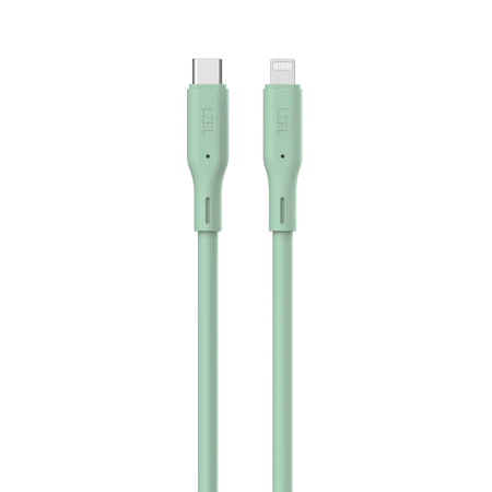 LZEL Soft Silicone USB-C to Lightning 60W Cable (2m) – Light Green