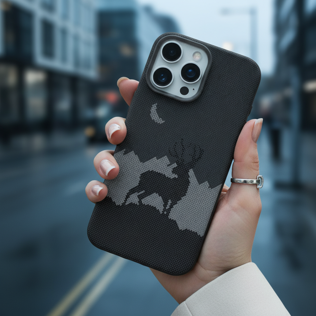 LZEL MagCarbon Deer Cover for iPhone 16 Pro - Black Deer