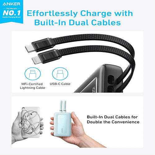 Anker Zolo Power Bank (10K, Built-In USB-C and Lightning Cable)