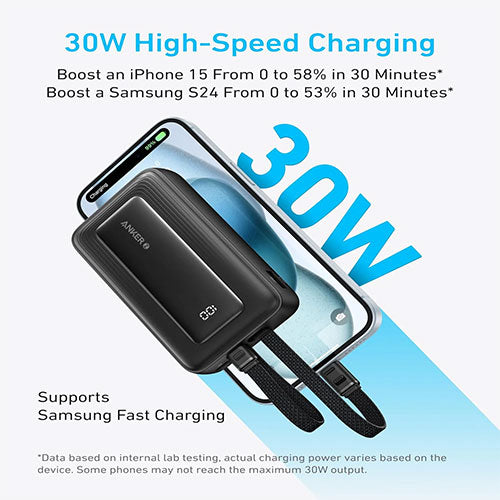 Anker Zolo Power Bank (10K, Built-In USB-C and Lightning Cable)