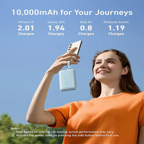 Anker Zolo Power Bank (10K, Built-In USB-C and Lightning Cable)