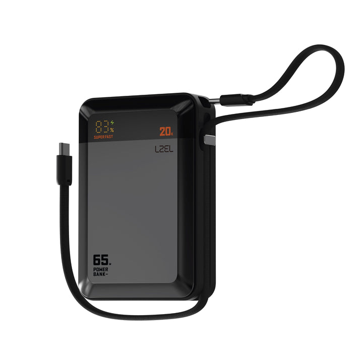 LZEL ZenoFlex Charge+ Mini 20000mAh PD Power Bank – 65W Output / 40W Input | Gray
