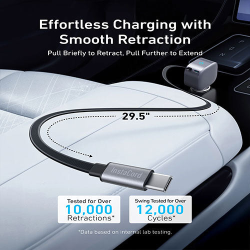 Anker Nano 75W PD Car Charger with Retractable USB-C Cable and USB-C Port - A2738HA2