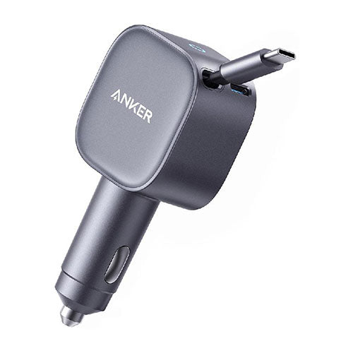 Anker Nano 75W PD Car Charger with Retractable USB-C Cable and USB-C Port - A2738HA2