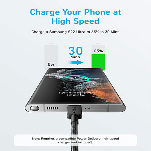 Anker Cable 322 USB-C to USB-C Cable 60W 3ft - Black