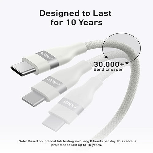 Anker USB-C to USB-C Cable 3ft 240W - White