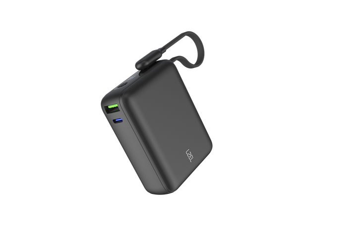 LZEL PrimeBrio 20K Mini PD Power Bank 20000mAh 40W with Built-In USB-C Cable – Black