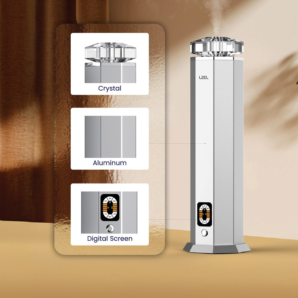 LZEL Aroma Diffuser Aromavista Essence Premium Scent Diffuser Led Display - Cold Air Diffusion Tech - 120 Ml - Silver