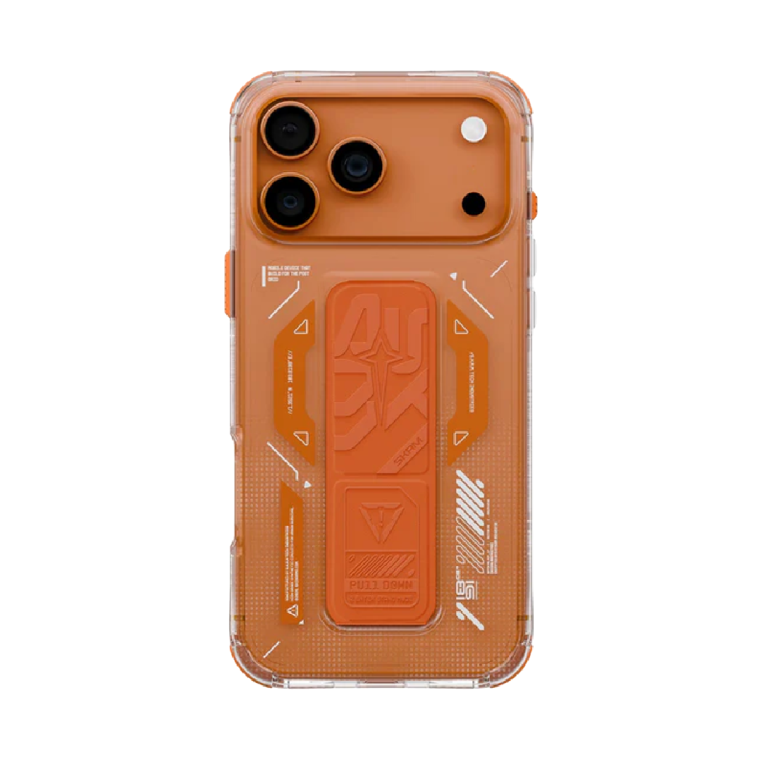 SKINARMA Helio Mag‑Charge + Grip‑Stand Case for iPhone 17 Pro Max | Orange