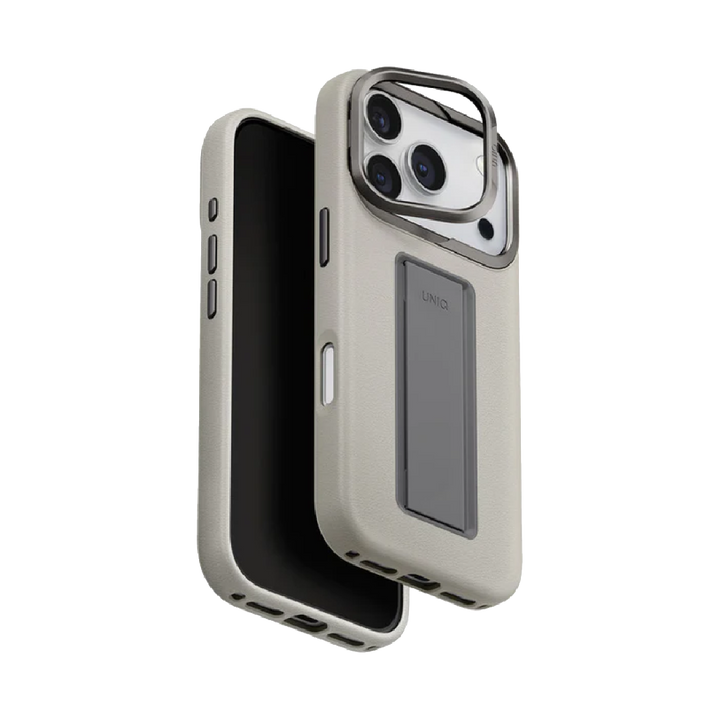 UNIQ Hybrid Heldro Pro MagClick Case with Camera Stand for iPhone 17 Pro | Clay