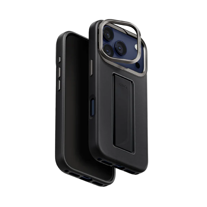 UNIQ Hybrid Heldro Pro MagClick Case with Camera Stand for iPhone 17 Pro | Dallas Black