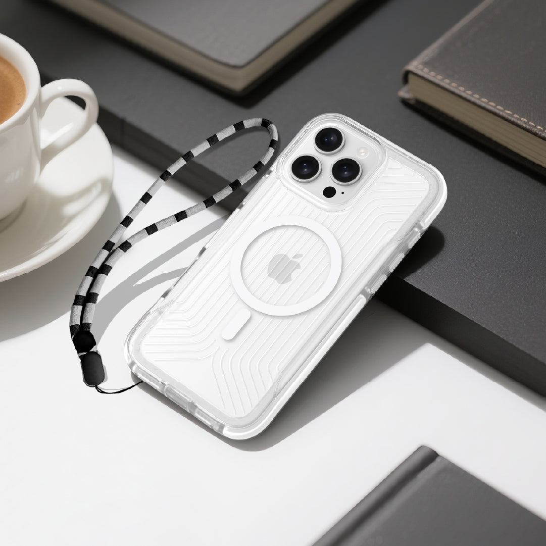 Asli Global LanyardMag MagSafe Case for iPhone 16 Pro Max – Built-In Lanyard | Clear/White