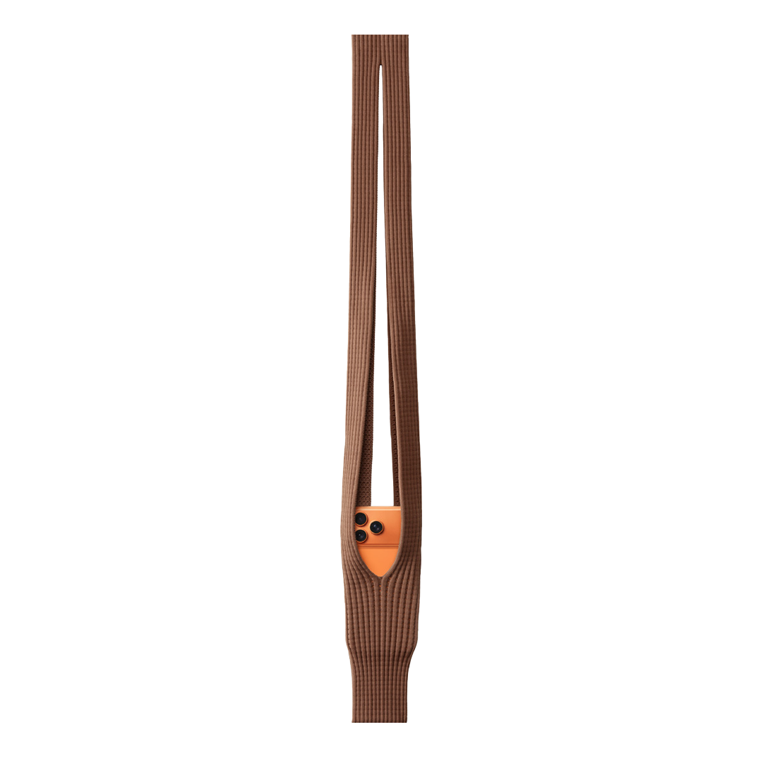 Phone Pocket with Strap – Stretch Knit Wearable iPhone Holder 80 cm | Cinnamon