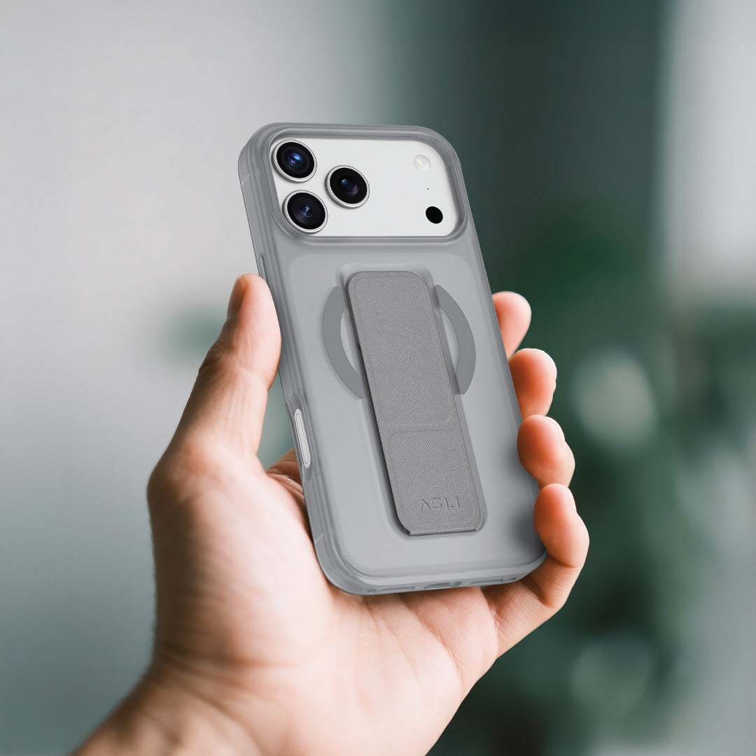 Asli Global MagTrox Gravitas MagSafe Leather Grip Case for iPhone 17 Pro - Natural Titanium