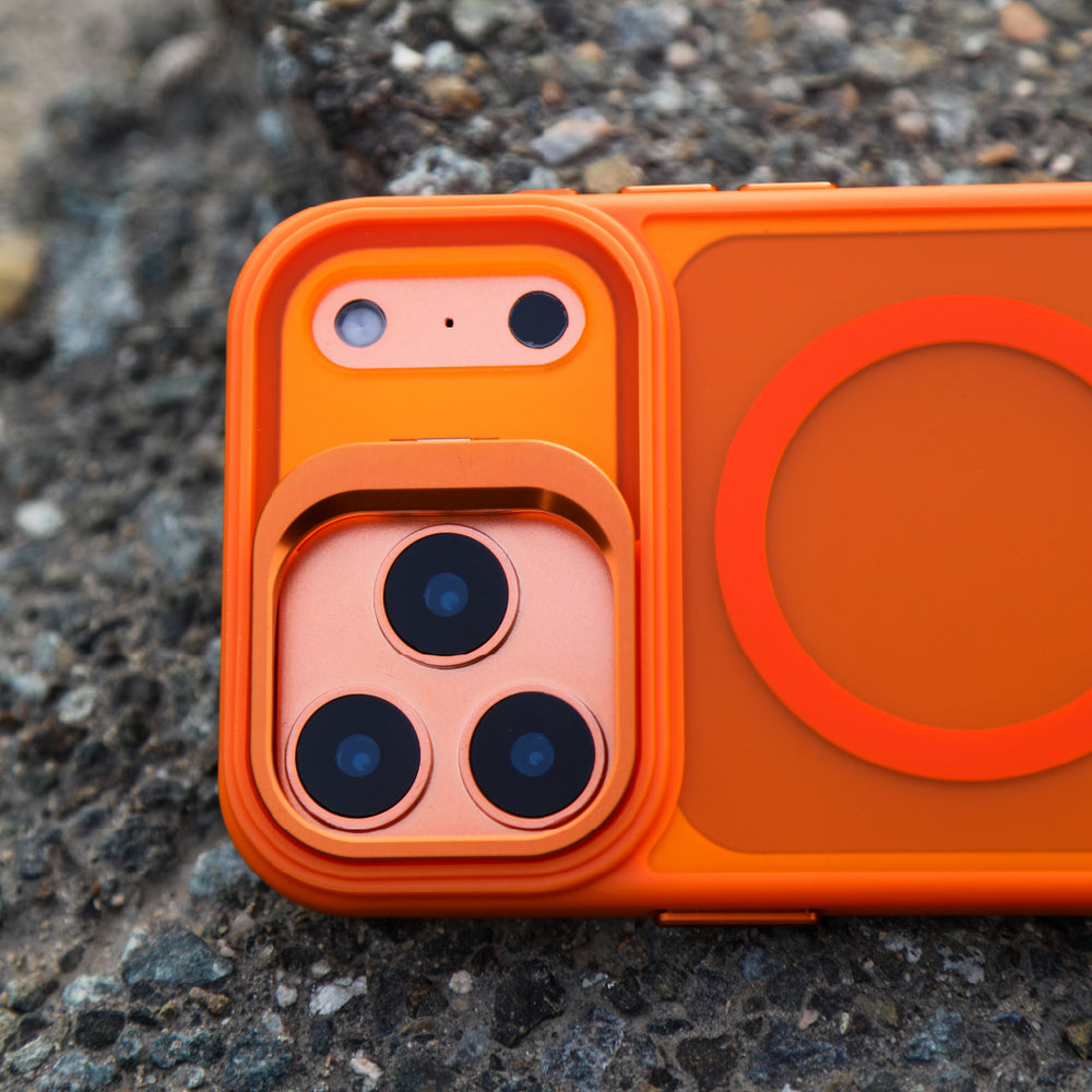 LZEL Magcamstand Soft Oil-coating Case With Adjutable Camera Stand Case For IPhone 17 Pro -Orange