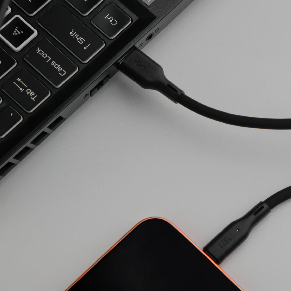 LZEL Celeris Silox CXL Soft Silicone USB-A to USB-C Cable, 480Mbps, 15W Max, 2m -Black