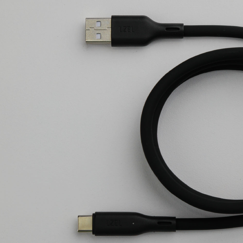 LZEL Celeris Silox CXL Soft Silicone USB-A to USB-C Cable, 480Mbps, 15W Max, 2m -Black