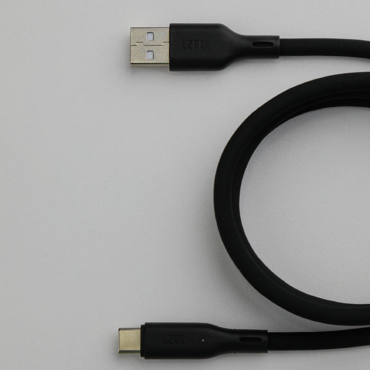 كابل USB-A إلى USB-C من السيليكون الناعم LZEL Celeris Silox CXL، سرعة 480 ميجابت في الثانية، 15 وات كحد أقصى، 2 متر - أسود