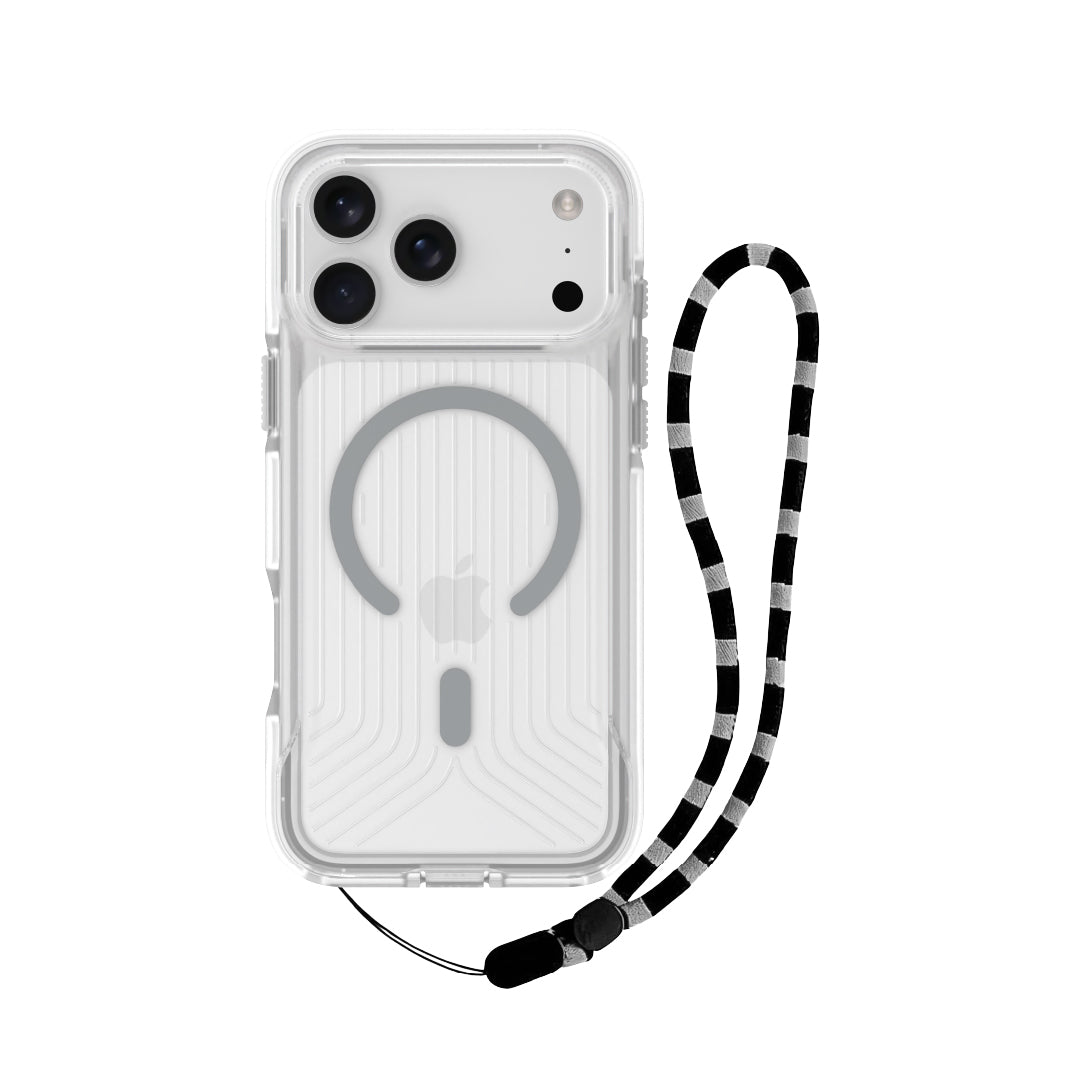 Asli Global LanyardMag MagSafe Case for iPhone 17 Pro – Built-In Lanyard | Clear/Gray
