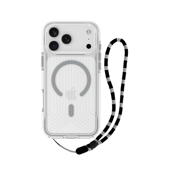 Asli Global LanyardMag MagSafe Case for iPhone 17 Pro – Built-In Lanyard | Clear/Gray