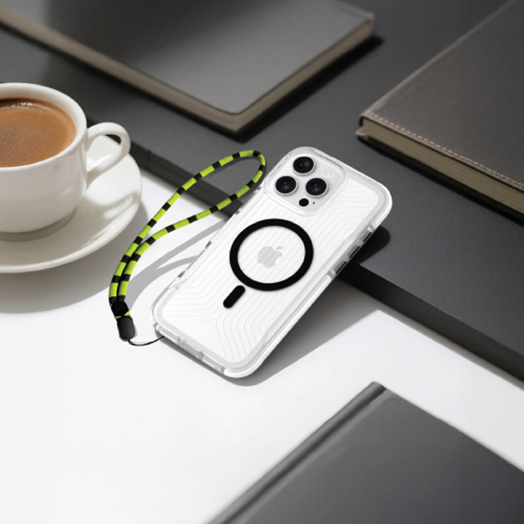 Asli Global LanyardMag MagSafe Case for iPhone 16 Pro Max – Built-In Lanyard | Clear/Black
