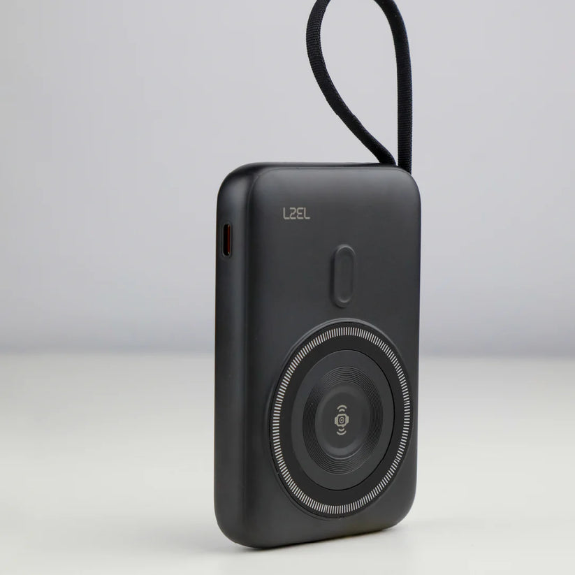 LZEL PentaEnergia Station - 5X 10,000mAh Wireless Power Bank & Charging Dock with Built-in Cable - Black