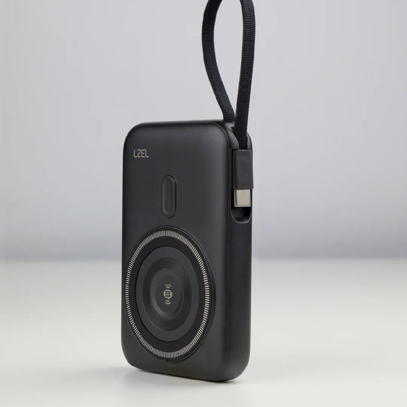 LZEL PentaEnergia Station - 5X 10,000mAh Wireless Power Bank & Charging Dock with Built-in Cable - Black