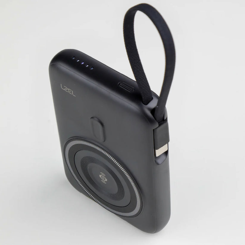 LZEL PentaEnergia Station - 5X 10,000mAh Wireless Power Bank & Charging Dock with Built-in Cable - Black
