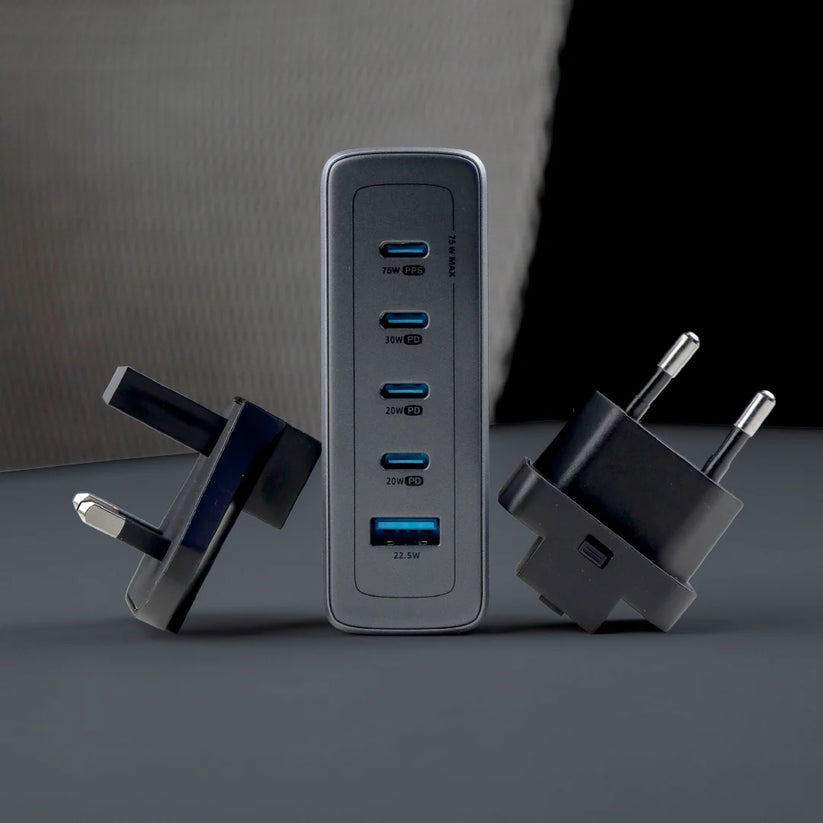 LZEL VoltixWorld 75W GaN Multi Port Travel Adapter - Black