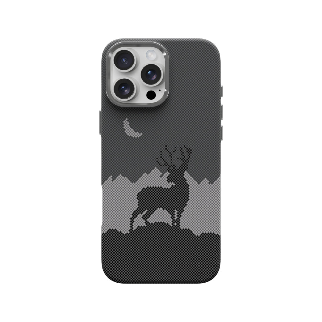 LZEL MagCarbon Deer Cover for iPhone 16 Pro - Black Deer