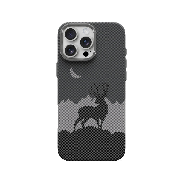 LZEL MagCarbon Deer Cover for iPhone 16 Pro - Black Deer