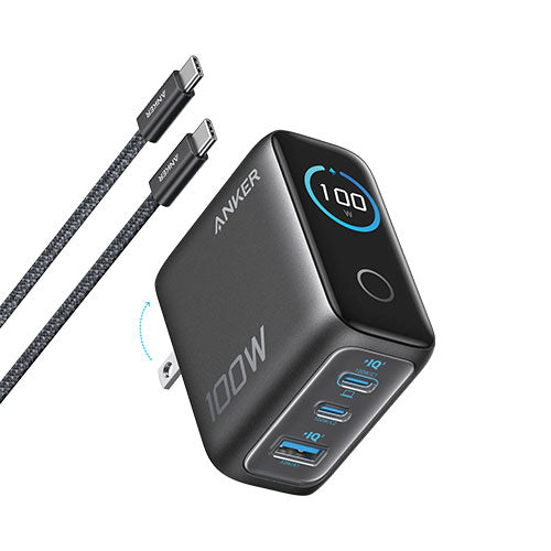 Anker Charger (100W, 3 Ports, Smart Display) - B121BKZ1