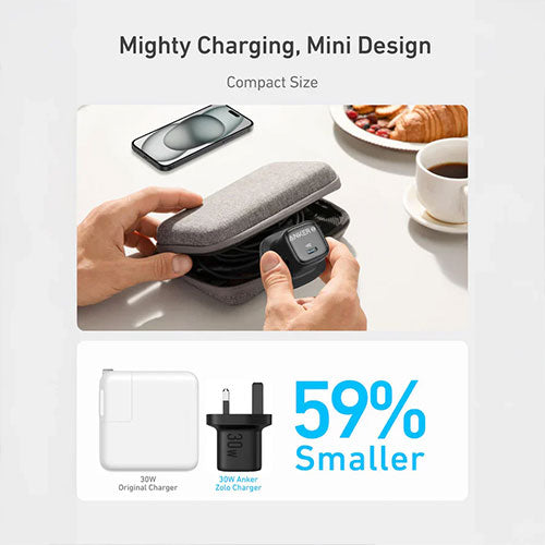 Anker Zolo Charger 30W, PD 3.0 With USB-C to USB-C Cable - Black