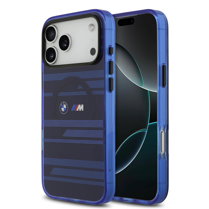 BMW, MagSafe Transparent IML Case with Metal Buttons & Line Designs, iPhone 17 Pro Max