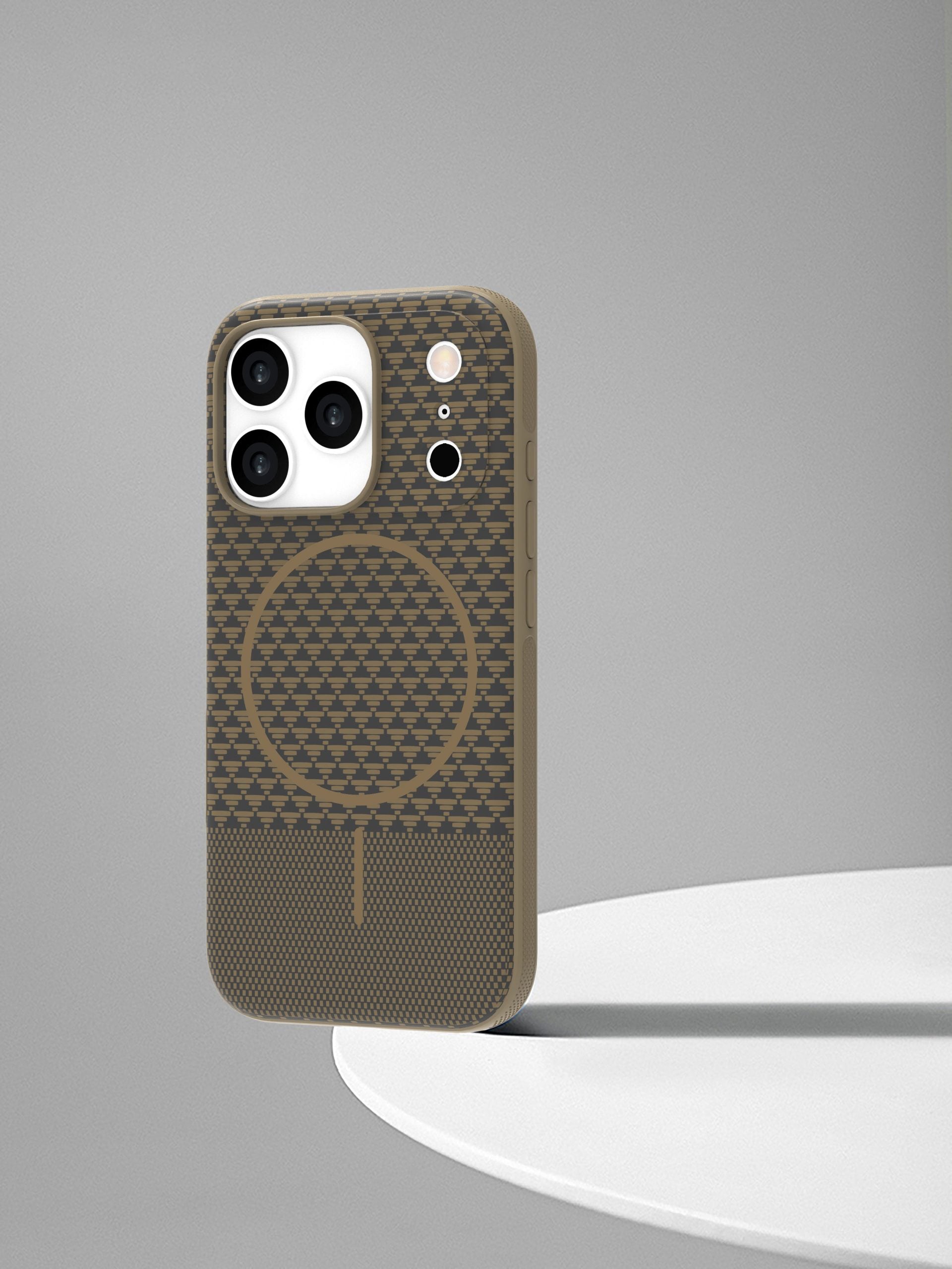 LZEL Magcarbon Splice Case for iPhone 17 Pro  - Brown Carbon