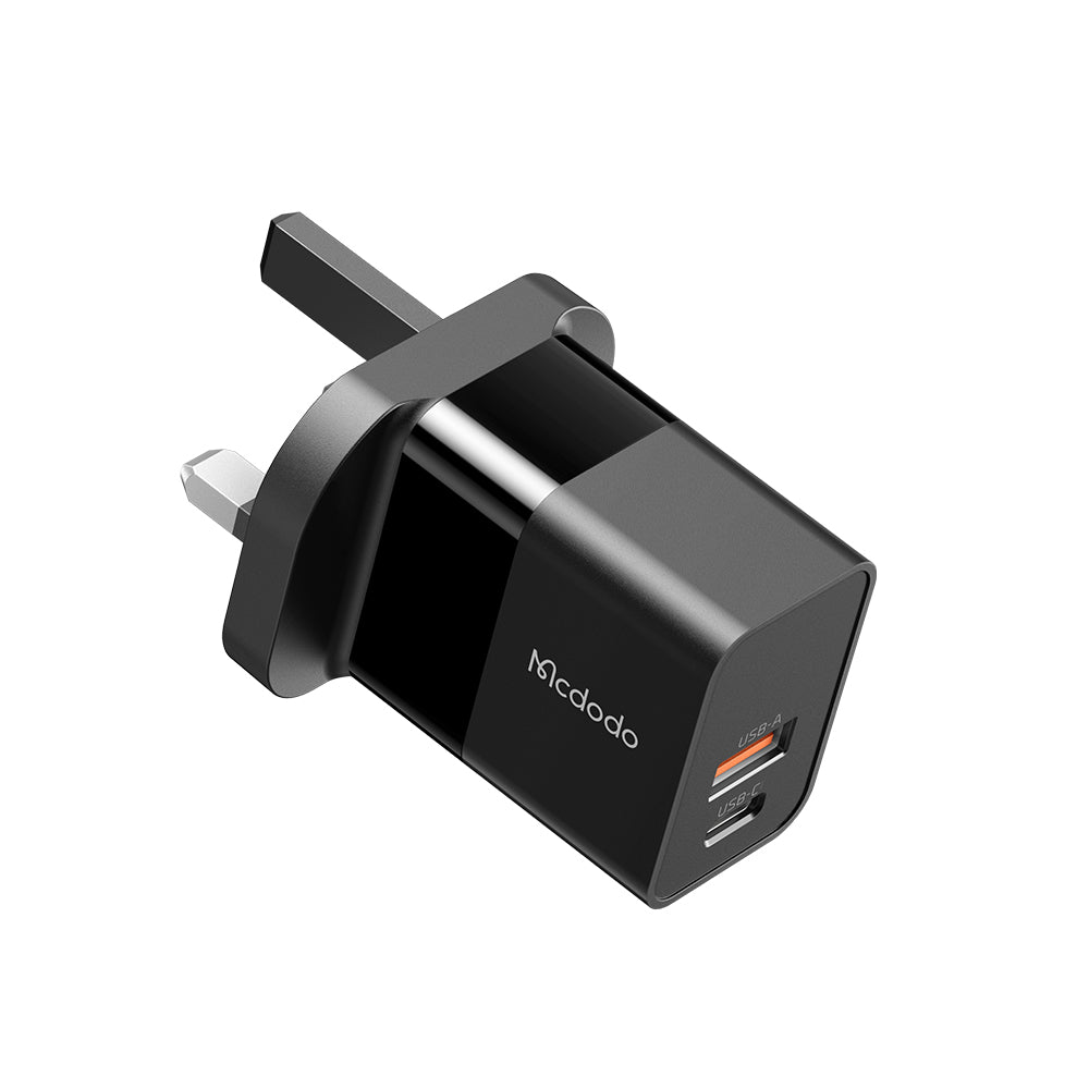 MCDODO-CHARGERHOME WTH CABLE 20W USB C TO LIGHTNING - BLACK