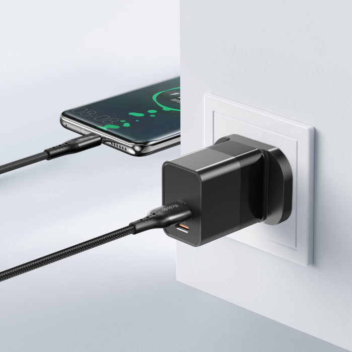 MCDODO-CHARGERHOME WTH CABLE 20W USB C TO LIGHTNING - BLACK