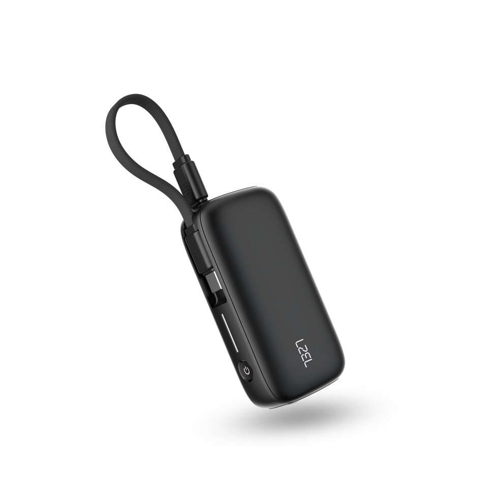 LZEL PrimeBrio Neo 5K Mini Power Bank 22.5W, Detachable Type-C Cable | Black