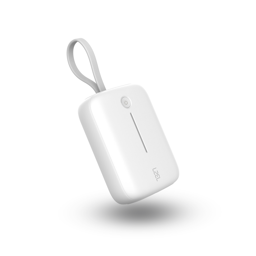 LZEL PrimeBrio Neo 10K Mini Power Bank 22.5W – 10000mAh, Detachable Type-C Cable - White