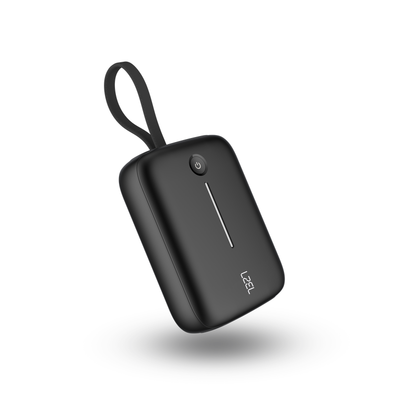 LZEL PrimeBrio Neo 10K Mini Power Bank 22.5W – 10000mAh with Detachable USB-C Cable - Black