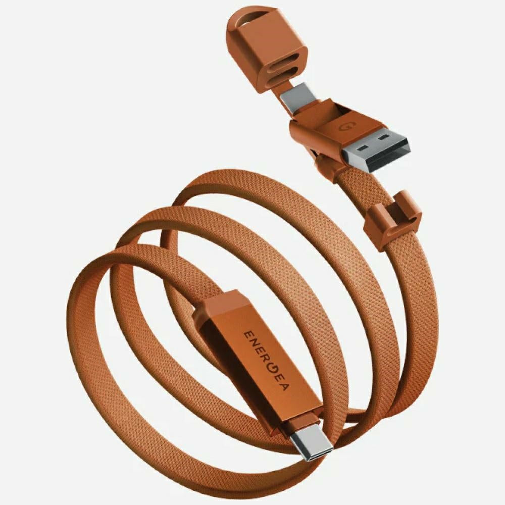 Energea cable Sheath Travel 2-in-1 USB-C to USB-C/USB-A 480Mbps 60W 1.2m - orange