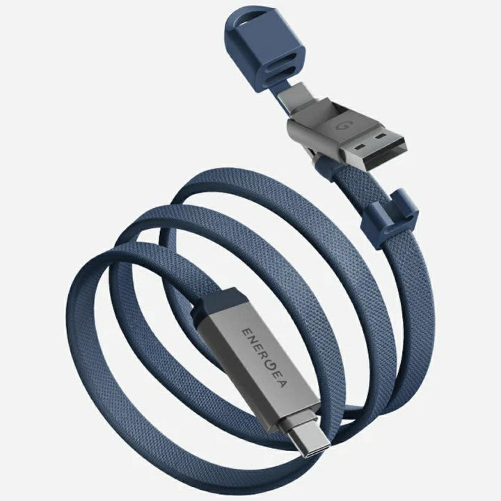Energea Sheath Travel 2-in-1 data transfer and charging cable - USB-C to USB-C, USB-A - 60W - 1.2m - blue