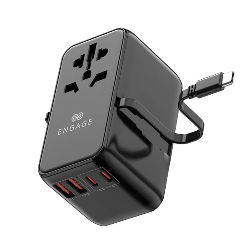 Engage, Universal Travel Adapter (100W, Dual USB-C/A Ports, With USB-C Cable)