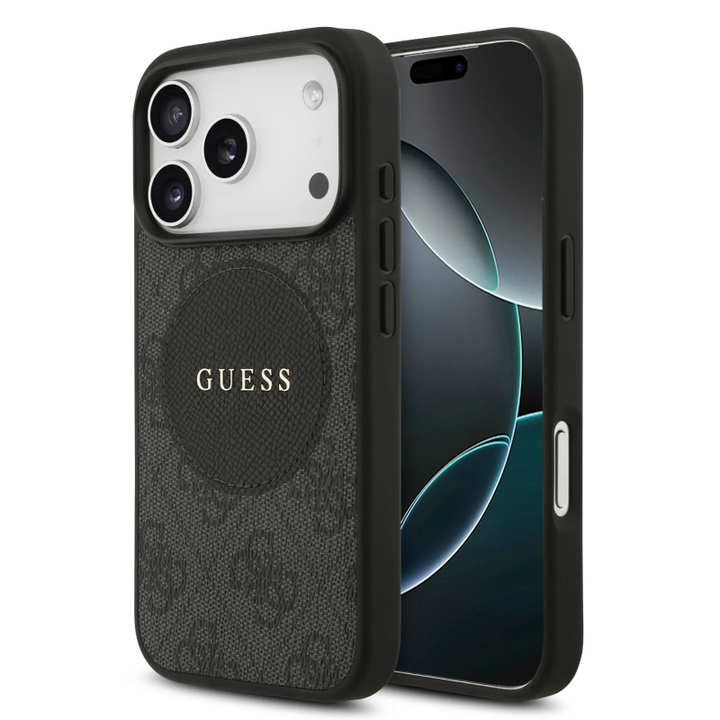 Guess, MagSafe 4G PU Leather Case with Round Patch & Classic Logo, iPhone 17 Pro Max