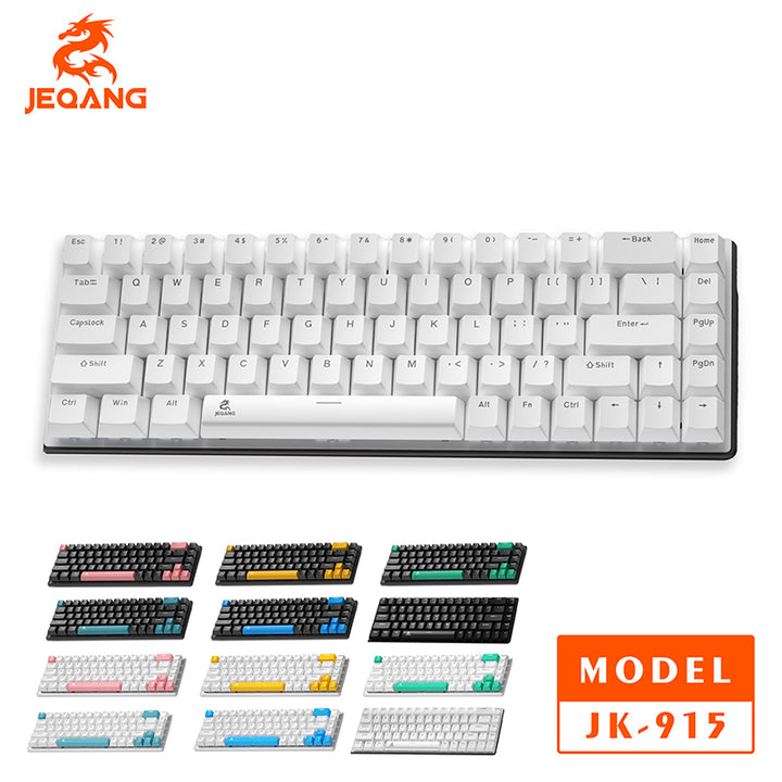 JEQANG Wired USB Type-C 68-Keys Mechanical Gaming Keyboard Arabic English Full Size Multi-Color Keycaps Free Splicing