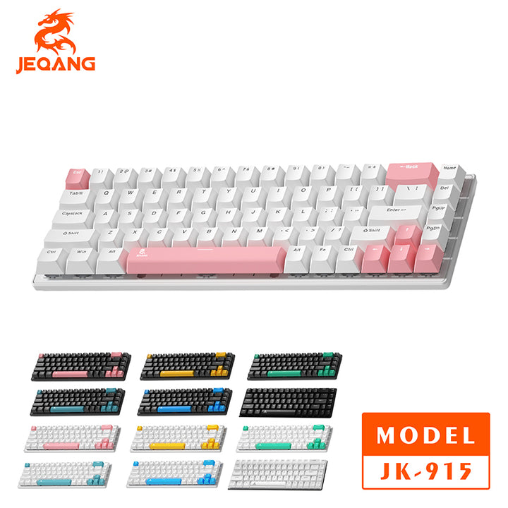 JEQANG Wired USB Type-C 68-Keys Mechanical Gaming Keyboard Arabic English Full Size Multi-Color Keycaps Free Splicing