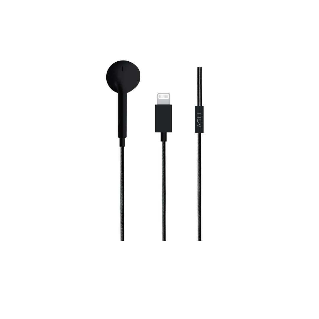 Asli Global SoundPods Mono Single Earphone with Lightning Connector, 1.2m - Black